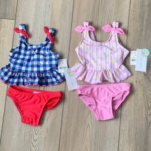 NWT Mia & Miles UPF 50 18 Month Two Piece Swim Suits Set of 2 Beach Vacay